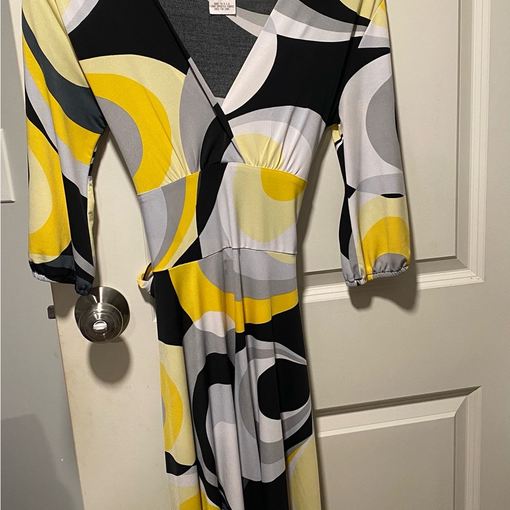 Maurices Black and Yellow Asymmetrical Dress